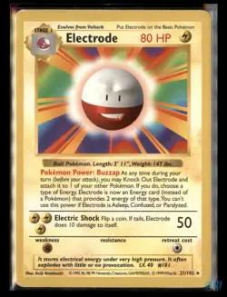 Electrode 21/102 Rare Base Set Shadowless Pokemon Unlimited Moderately Played - Image 1