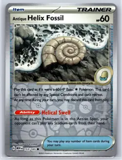 Antique Helix Fossil 153/165 Common S&V 151 Pokemon Reverse Holo Near Mint - Image 1