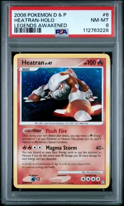 2008 POKEMON DIAMOND & PEARL LEGENDS AWAKENED #6 HEATRAN-HOLO PSA 8 - Image 1