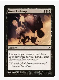 MTG Grave Exchange #105 (FOIL) Avacyn Restored Magic Card in Protective Sleeve - Image 1