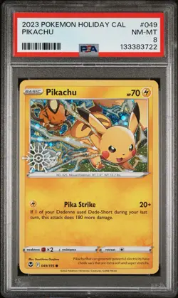 2023 POKEMON HOLIDAY CALENDAR #049 PIKACHU PSA 8 ⚡ - Image 2