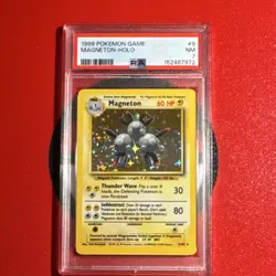 Pokemon TCG Magneton 9/102 Base Set Holo Rare PSA 7 Stage 1 60HP English - Image 1