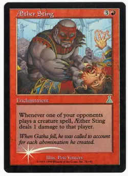 Aether Sting 1999 Urza's Destiny FOIL Red Uncommon Enchantment MTG SP - NM AZ3 - Image 1