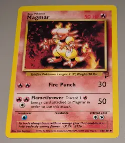 Magmar # 51/130 Uncommon Karte B Base Set 2 2000 Pokemon EN Near Mint Vintage - Image 1