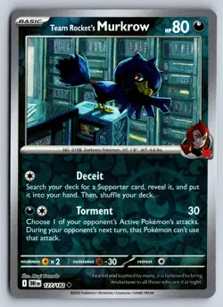 TEAM ROCKET'S MURKROW 127/182 UNCOMMON DESTINED RIVALS POKEMON REVERSE HOLO NM - Image 1
