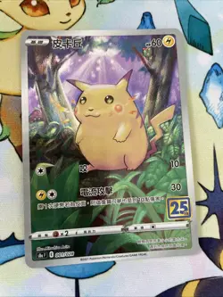 Pikachu 25th Anniversary Stamp - Mirror Holo foil - Chinese S8a Pokemon Tcg - Nm - Image 2