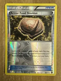 Armor Fossil Shieldon 98/114 Reverse Holo Trainer Pokemon XY Steam Siege LP - Image 1