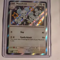Pokemon TCG: Paldean Fates (210/091) Maushold Baby Shiny Holo Rare (NM) - Image 1