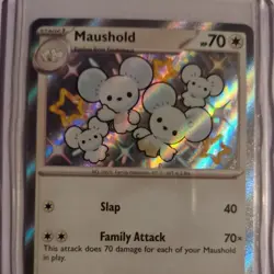 Pokemon TCG: Paldean Fates (210/091) Maushold Baby Shiny Holo Rare (NM) - Image 2