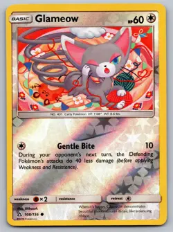 Glameow 108/156 Ultra Prism Pokemon Reverse Holo Lightly Played - Image 1
