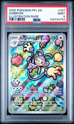 Pokemon ME02: Phantasmal Flames - Ambipom 107/094Illustration Rare Holo PSA 9 - Image 1