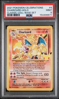 2021 Pokemon Celebrations Charizard Holo Classic Collection Base Set #4 PSA 9 - Image 1