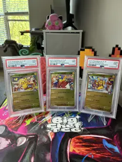 2025 POKEMON JP PROMO #261, 260, 289 TOHOKU FUKUOKA HIROSHIMA PIKACHU LOT PSA 9 - Image 1
