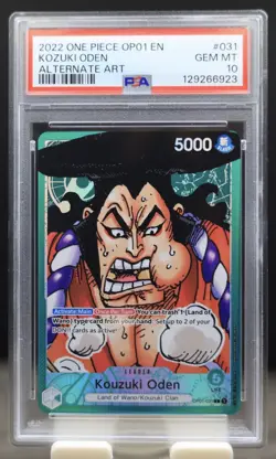 2022 One Piece OP01 Romance Dawn Kozuki Oden #031 Alt Art Leader PSA 10 English - Image 1