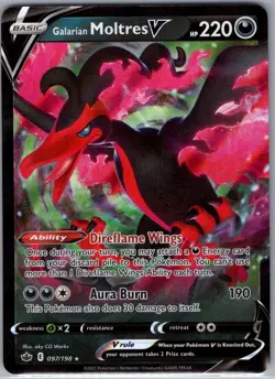 Galarian Moltres V 097/198 SWSH06: Chilling Reign - Pokemon Card - NM - Image 1