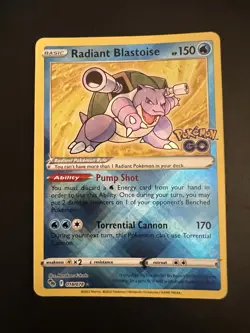 Pokemon TCG Radiant Blastoise Pokemon Go 018/078 Holo Radiant Rare - Image 1