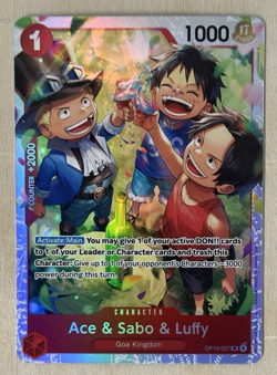 Ace & Sabo & Luffy Foil Carrying On His Will Super Rare OP13-007 One Piece CCG - Image 2