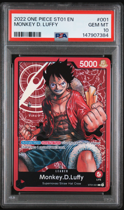 One Piece - Monkey D Luffy ST01-001 PRE-ERRATA - Leader - ENG - PSA 10 - Image 1