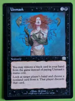 Mtg UNMASK, Mercadian Masques. Rare Black Sorcery. Commander. - Image 1