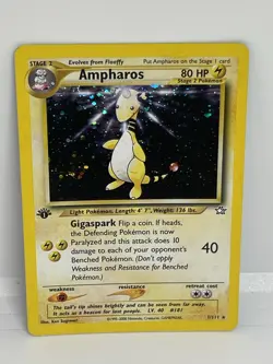 Pokemon TCG Ampharos Neo Genesis 1/111 Holo 1st Edition Holo Rare Halo Swirl NM - Image 1