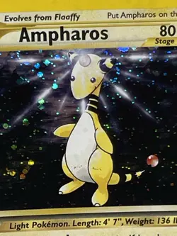 Pokemon TCG Ampharos Neo Genesis 1/111 Holo 1st Edition Holo Rare Halo Swirl NM - Image 2