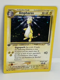 Pokemon TCG Ampharos Neo Genesis 1/111 Holo 1st Edition Holo Rare Halo Swirl NM - Image 3