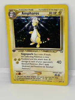 Pokemon TCG Ampharos Neo Genesis 1/111 Holo 1st Edition Holo Rare Halo Swirl NM - Image 4