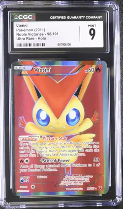 CGC 9 MINT Victini 2011 Noble Victories 98/101 Ultra Rare Holo Pokemon Card - Image 1