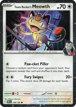 Team Rocket's Meowth (Cosmos Holo) 149/182 Common Pokemon Card - Image 1