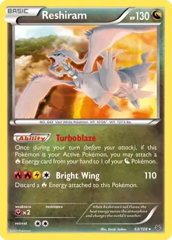 Reshiram 63/108 Holo Rare XY - Roaring Skies Pokemon Card - Image 1