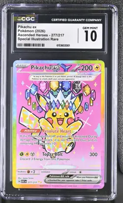 Pokemon TCG Ascended Heroes Pikachu 277/217 Special Illustration Rare CGC 10 - Image 1