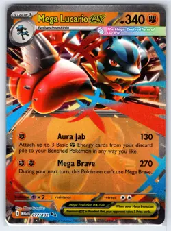 Mega Lucario ex 077/132 Double Rare Mega Evolution Pokemon Holo Near Mint - Image 1
