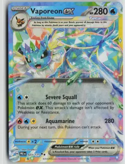 NM Vaporeon ex 023/131 Holo Double Rare Prismatic Evolutions Pokemon - Image 1