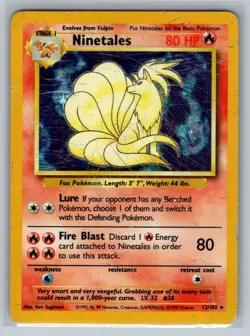 Ninetales 12/102 Holo Rare Base Set Unlimited Pokemon DMG - Image 1