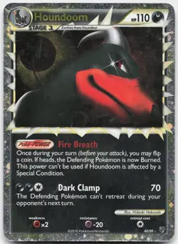 Houndoom 82/90 Prime Rare HGSS Undaunted Pokemon Damaged - Image 1