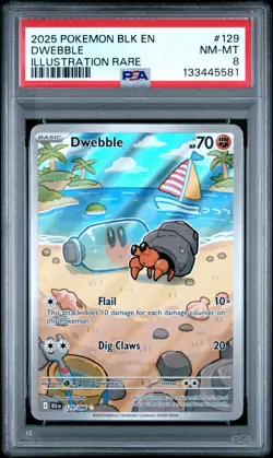 2025 POKEMON BLK EN-BLACK BOLT ILLUSTRATION RARE #129 DWEBBLE PSA 8 - Image 1