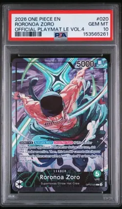 2026 ONE PIECE PROMOS 020 RORONOA ZORO PLAYMAT LIMITED EDITION VOL.4 PSA 10 - Image 1