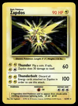 Pokemon Cards Zapdos 16/102 Holo Base Set Unlimited WOTC Rare NM - Image 1