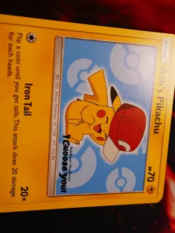 LP/NM Pokemon ASH'S PIKACHU Card SM BLACK STAR PROMO Set SM113 Choose You Movie - Image 2
