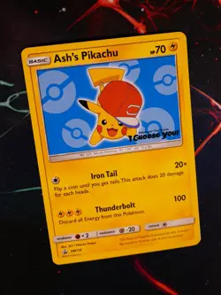 LP/NM Pokemon ASH'S PIKACHU Card BLACK STAR PROMO Set SM114 I Choose You Movie#2 - Image 1