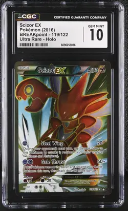 CGC 10 GEM MINT Scizor EX 2016 BREAKpoint 119/122 Ultra Rare Holo Pokemon Card - Image 1