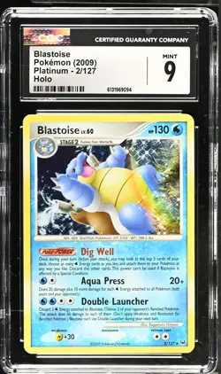 CGC 9 MINT Blastoise 2/127 Holo Platinum Pokemon Card - Image 1