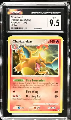 CGC 9.5 MINT+ Charizard 1/99 Holo Arceus Pokemon Card - Image 1