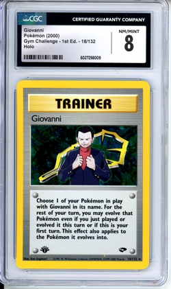 CLEAN CGC 8 MINT Giovanni Gym Challenge 1st Edition 18/132 Holo Pokemon Card - Image 1