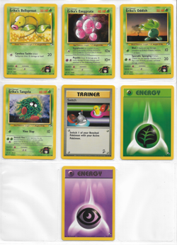 Lot of 7 different Gym Heroes Erika's Pokemon cards NM-MT Pictured Front & Back - Image 1
