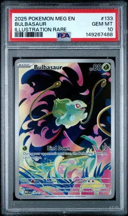 2025 POKEMON MEG EN-MEGA EVOLUTION ILLUSTRATION RARE #133 BULBASAUR PSA 10 - Image 1