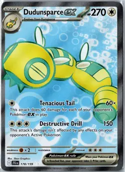 Pokemon Card - Dudunsparce ex 178/159 Journey Together Ultra Rare Near Mint - Image 1