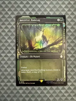 MTG Watchful Radstag #0335 Foil Showcase Rare Universes Beyond: Fallout (PIP) - Image 1