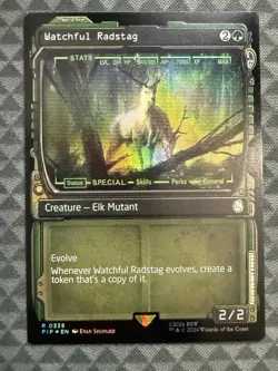 MTG Watchful Radstag #0335 Foil Showcase Rare Universes Beyond: Fallout (PIP) - Image 2