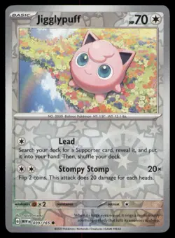 Jigglypuff 039/165 Common 151 Pokemon TCG Reverse Holo NM - Image 1